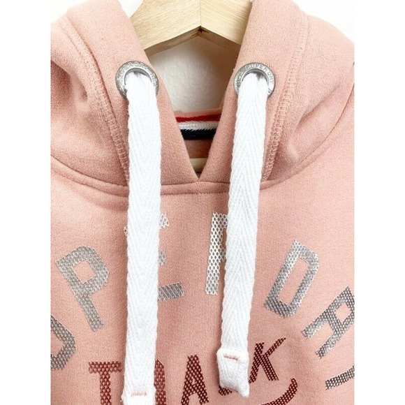 Superdry Womens Track And Field Hoodie Pink 6 - Picture 8 of 12